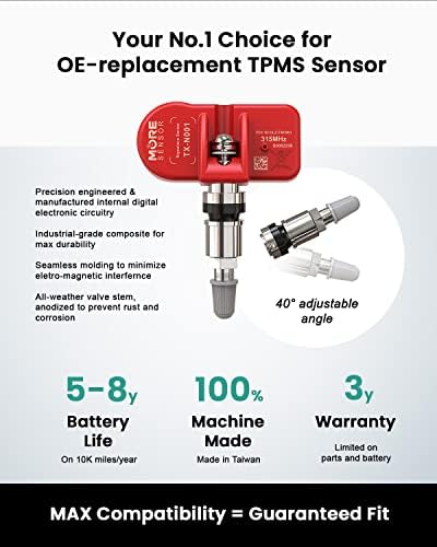 Moresensor 315MHz TPMS חיישן לחץ צמיג 4-חבילה | תואם לדגמי Select Lexus & Toyota Select | החלפה ל- 42607-33011